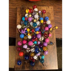 Large Lot of 63 Hair Ties With Balls Beads Clackers Small and Large Multicolor
